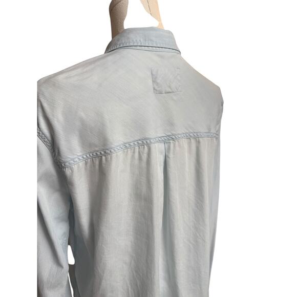Rails Ingrid Raw Light Vintage Shirt Size Large Tencel Denim Long Sleeves - Picture 8 of 12